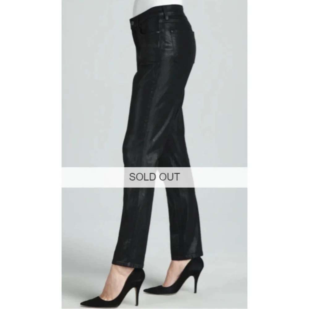 NYDJ | NWT Sheri Slim Straight Coated Jeans in Black, Size 8 - Picture 2 of 11